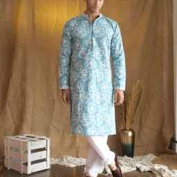 nexoira Men Embroidered Cotton Silk Straight Kurta-picture-37