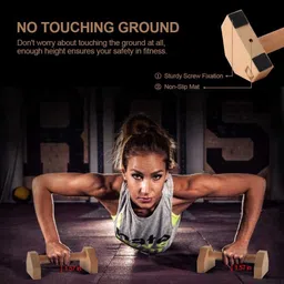 bhgnvosh Push-up Stand,2 PCS Wood Pushup Bars Non-Slip Base Home Workout Equipment Push-up Bar image 4