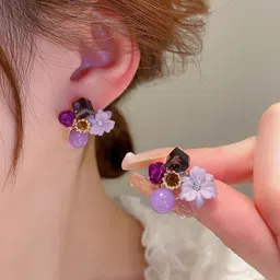 dressberry Charming Flower Korean Earrings for Women for Girls Everyday and Party Wear Alloy Stud Earring image 2