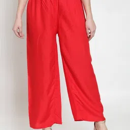 go gazab Women Regular Fit Red Viscose Rayon Trousers-picture-18