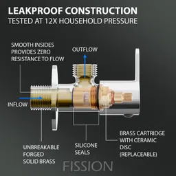 pixaflo Fission Angle Cock Angle Valve with Wall Flange (Pack of 2) (Chrome) (Brass) Fission Angle Cock Faucet image 2