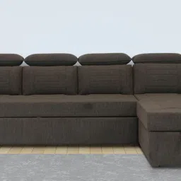 casacraft from pepperfry Galleria Fabric LHS Pull-Out Sofa Cum Bed in Chestnut Brown Colour with Storage image 1