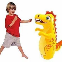 hornflow 3 Feet Inflatable PVC Sand Base Dino Shape Hit Me 3D BOP Bag Inflatable Bouncer (Multicolor) Inflatable HitMe Toys image 3