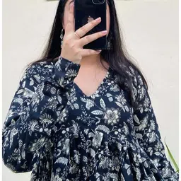 new rjp craft Women Floral Print Viscose Rayon Flared Kurta image 3