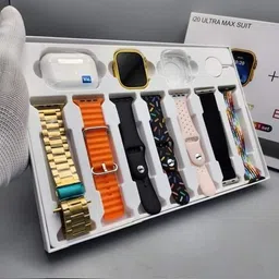 TECHMAZE I20 AMAZING BOOM COMBO Touch Watch Golden with 6 Strap Extra and 1 TWS Smartwatch image 2