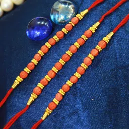 pdr poonam designer rakhi Designer Rawat_S3_750 Mauli Thread Rakhi, Chawal Roli Pack Set image 2