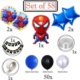 aoes Spider-Man Birthday Balloon Decoration | Blue Black Silver Balloon Garland Kit image 2