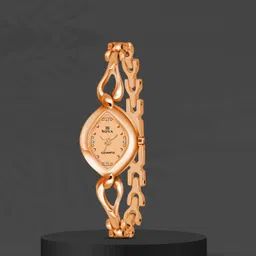 Women's and Girl's Rosegold Chian Wrist Watch Analog Watch - For Girls Women & Girls Classic Look Rosegold Chain Strap Wrist Watch-image-43