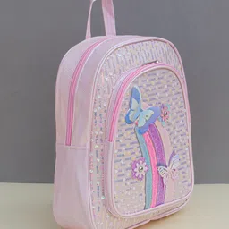 dukiekooky 7.5 L Backpack Girls Pink Sequin Design with Glitter Details Butterfly Rainbow Mini Backpack image 4