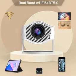 KAYRA HM400 Pro Android 11 WiFi 6 Support 4K Projector 2.4G5G WiFi 1280*720P (8400 lm / 1 Speaker / Wireless / Remote Controller) Portable Projector image 2