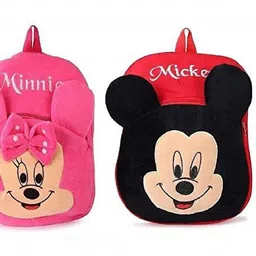 Small 11 L Backpack Combo Kids Bagpack Plush Bags School Bags for Kids Girl/boy.Pink /Red Minnie-image-5