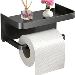 maycreate Bathroom Wall Toilet Paper Holder with Shelf No Drill ABS Organizer Plastic Toilet Paper Holder-picture-13