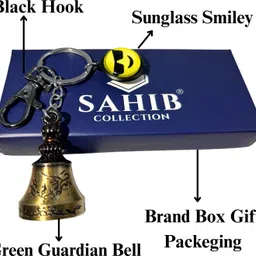 sahib collection Tibetan Bell Keychain Sunglass Smiley & Black Hook Metal Keyring-Green Pack1 Key Chain image 2