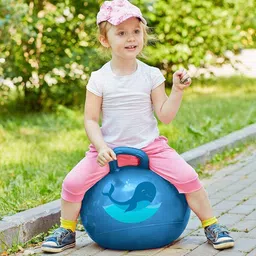 qebham Rubber Hop Jumping & Bouncing Ball for Boys Girls Toys Space Hopper Jump Ball Inflatable Hoppers & Bouncer image 4