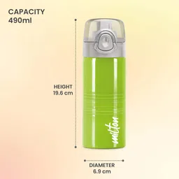 milton 500 Stainless Steel Water Bottle, Parrot Green 490 ml Bottle image 4