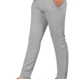 palclouthes trend Men Slim Fit Grey Lycra Blend Trousers image 3