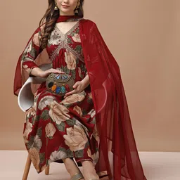 berrylicious Women Viscose Rayon Kurta Pant Dupatta Set image 4