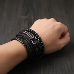 kazare Leather Rhodium Bracelet-picture-34