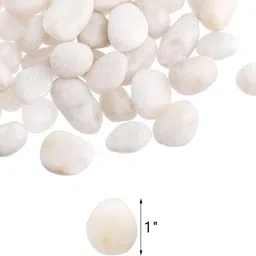 smab 5KG Premium White Color Pebbles for Aquarium, Garden & Home Decoration Stones Polished Asymmetrical Marble Pebbles image 2