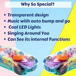 saleoff Transparent Musical Concept Racing Car with 3D Flashing LED Lights for Kids-204 image 5