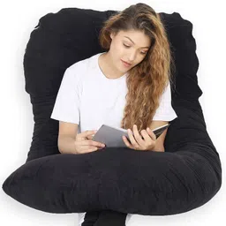 ozly Polyester Fibre, Microfibre Pregnancy Pillow Pack of 1 Solid ultra soft j shaped pillow image 3