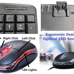 ANJO Wired USB Keyboard-LED Mouse-Mouse Pad-2.0 USB Hub-2 in 1 OTG C & Micro-LED Combo Set image 3