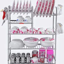 Dish Drainer Kitchen Rack 5 Shelves Dish Rack | Plate Cutlery Stand | Kitchen Stand Rack Steel-image-86