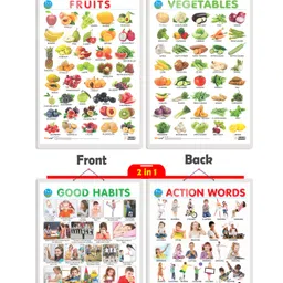 go woo Packof2|2 IN 1 FRUITS&VEGETABLES and 2 IN 1 GOOD HABITS AND ACTION WORDS Charts-picture-23
