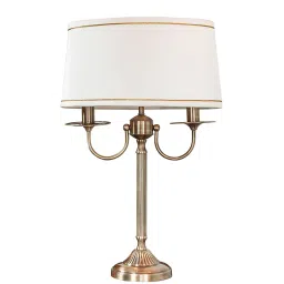 kapoor lampshades Bolanzo White Fabric Shade Table Lamp With Brass Base image 4