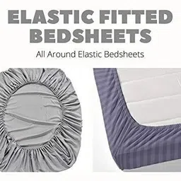 lathwal crations Velvet Double Fitted (Elastic) 280 TC Printed Bedsheet image 4