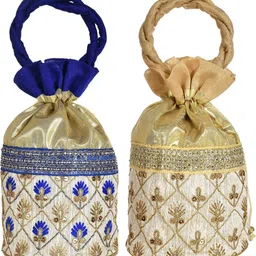 kuber industries Women Blue, Gold Potli-picture-18