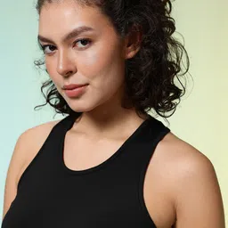 hrx by hrithik roshan Women Solid Round Neck Polyester Black T-Shirt image 3