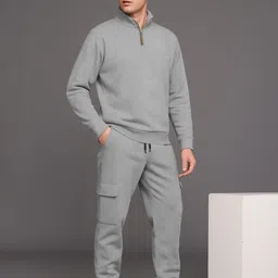 tripr Men Night Suit Set Grey Solid-picture-27