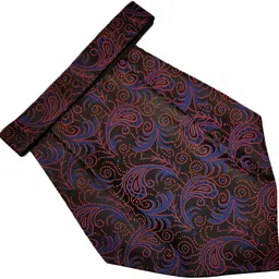 VOICI Men's Paisley Black & Red Color Pocket Square & Cravat image 5