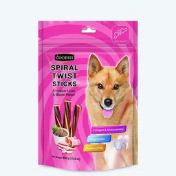 Goodies Spiral Twist Sticks Chicken & Bacon Flavour- 450 g Chicken, Bacon Dog Treat-picture-25