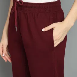 alan jones Women Solid Red Track Pants image 4