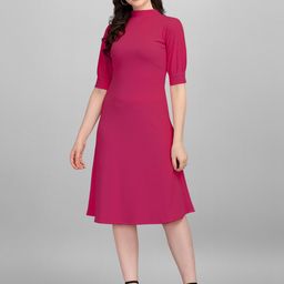 purvaja Women Skater Pink Below Knee Dress-picture-20