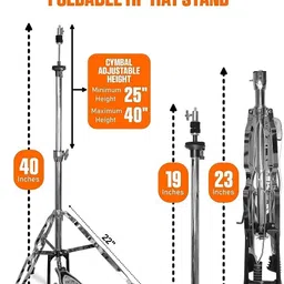 softline pro SP-HH-IC Hi-Hat Stand with Pedal Iron Cobra Heavy Tripod Base Legs Adjustable Hi Hat Stand image 3