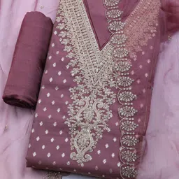 meena bazaar Unstitched Chanderi Salwar Suit Material Embroidered-picture-20