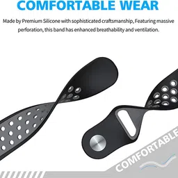 CellFAther Silicone Sport Dotted Strap Compatible with Fitbit Sense 1, Sense 2/ Fitbit Versa 3 & Versa 4 Smartwatches large size (Black/Grey) Smart Watch Strap image 5