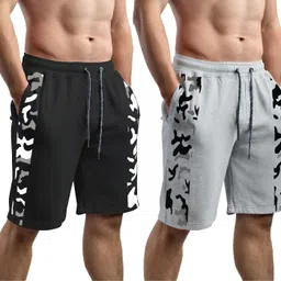 hotfits Pack of 2 Solid Men Multicolor Basic Shorts-picture-26