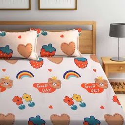 arrabi Multicolor Characters 300 TC Cotton Blend Double Size Bedsheet With 2 Pillow Covers image 2