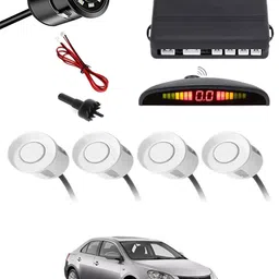 maties Car Parking Sensors - Set of 4 with Reverse Parking Camera (White)-163 White Reversing Electromagnetic Parking Sensors With Camera-163 Parking Sensor-picture-26