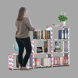 trillium Bedroom – 18 Shelf Foldable Almirah, Portable Clothes Storage Rack for Home Metal Open Book Shelf image 4