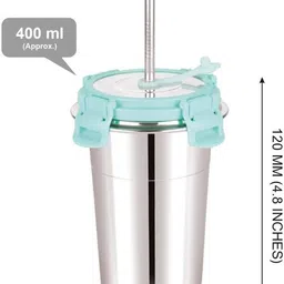 blueark Tumbler Glass with Straw - 1 Pcs Multi-Purpose Stainless Steel Glass Water/Juice Glass image 3
