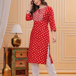 deepyog Women Printed Viscose Rayon Straight Kurta image 3