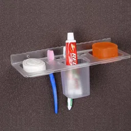 dxdt 4 in 1 Premium Multipurpose Bathroom Shelf/soap dish/Toothbrush Tumbler Holder Plastic Wall Shelf image 4