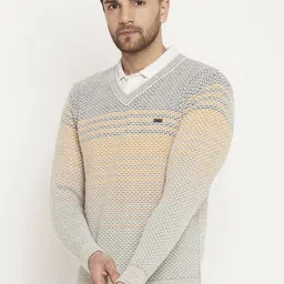 duke Men Self Design V Neck Multicolor Sweater image 3