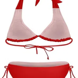 recent fashion Solid Women Bikini Maroon Swimsuit image 3