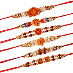 sadar bazar Religious RAKHI195 Pearl, Kundan Greeting Card, Rakhi, Chawal Roli Pack Set image 3